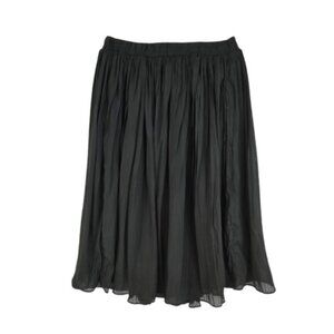 Women’s Black Pleated Chiffon Skirt Knee Length Size Small